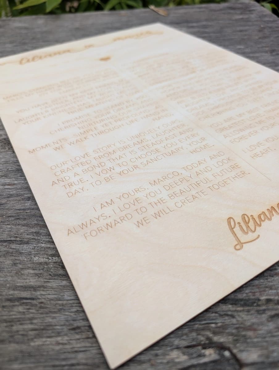 Placa de Votos em Madeira Gravada | Votos dos Noivos | Recordação de Casamento