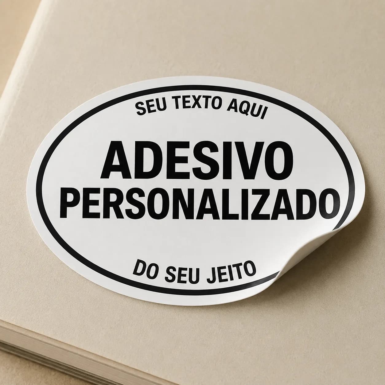 Adesivo Oval Personalizado | Texto e Cores à Escolha