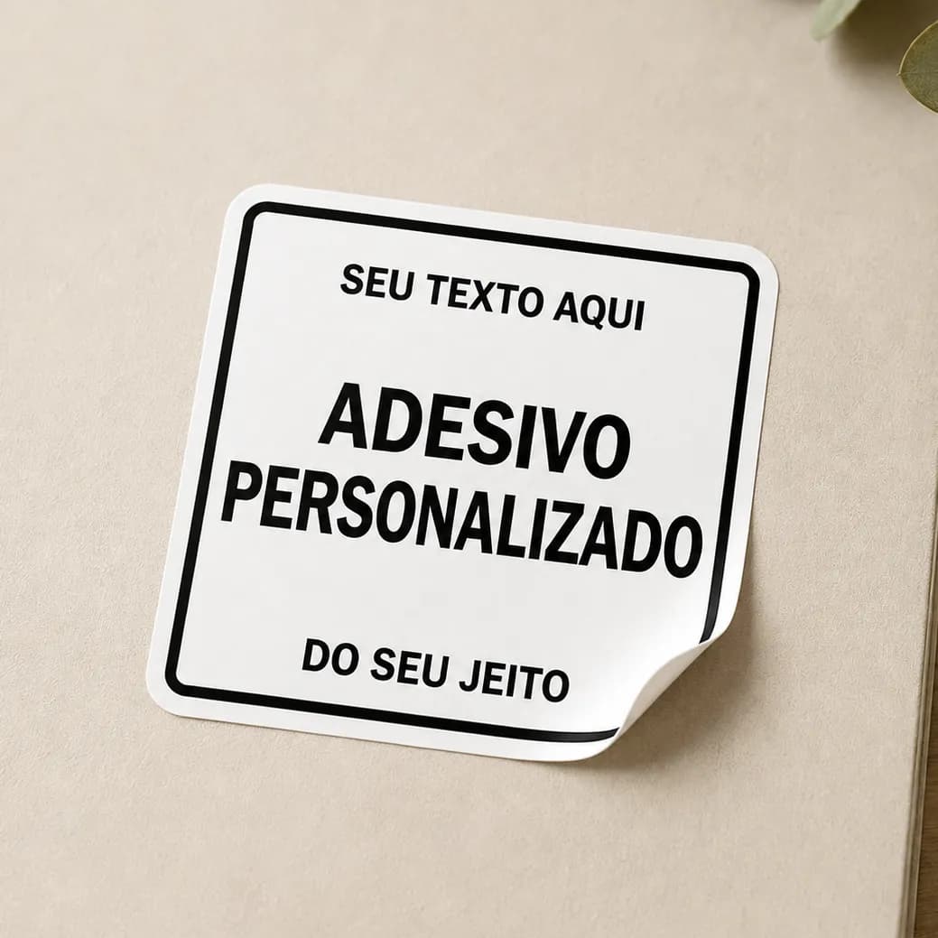 Adesivo Quadrado Personalizado | Texto e Cores à Escolha