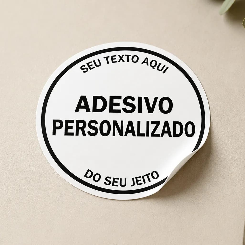 Adesivo Redondo Personalizado | Texto e Cores à Escolha