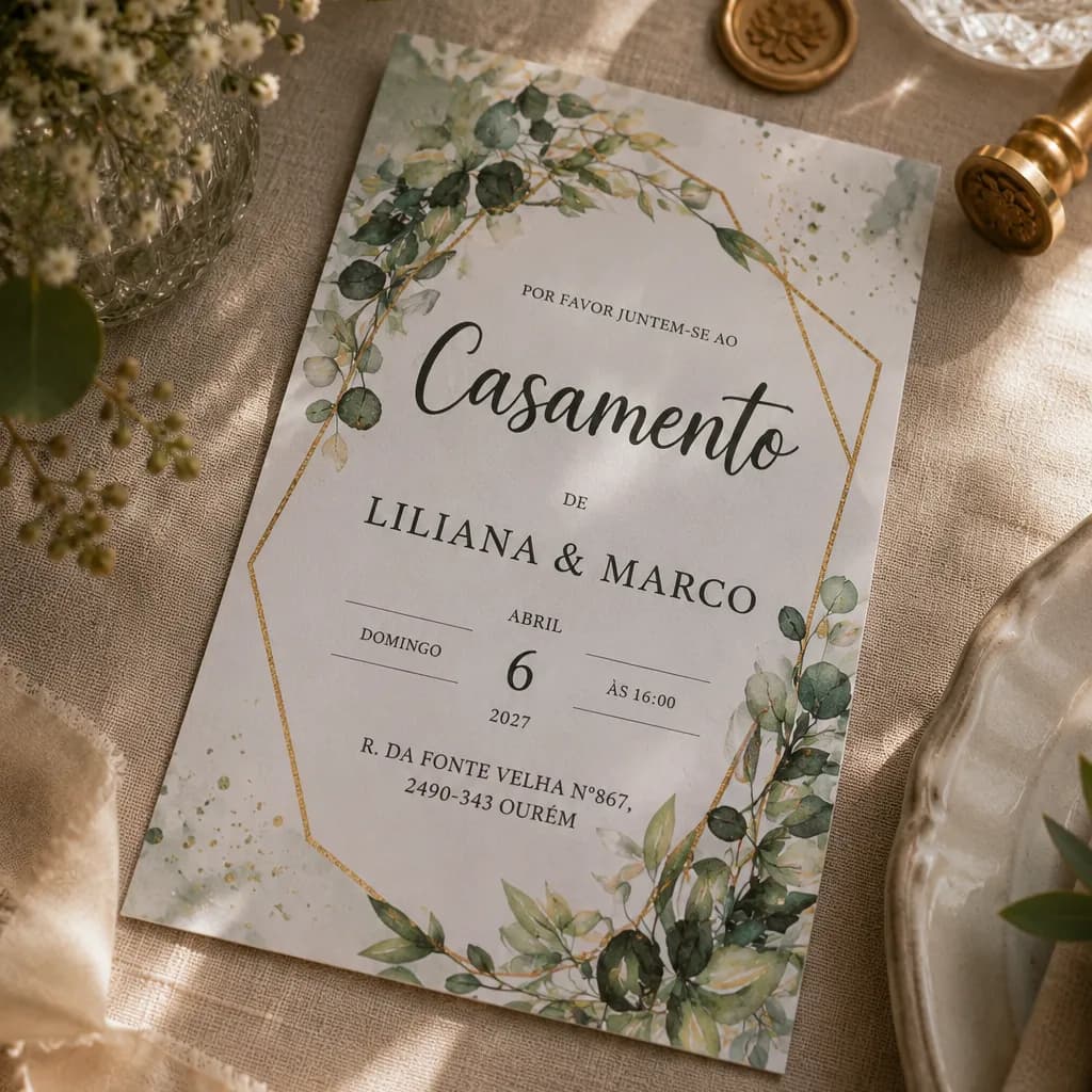 Convite de Casamento Personalizado em Papel | Design Botânico