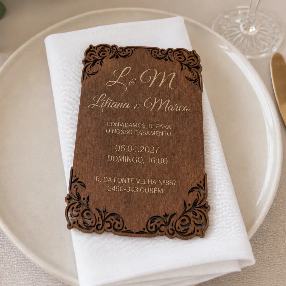 Convite de Casamento em Madeira Gravada | Personalizado #2