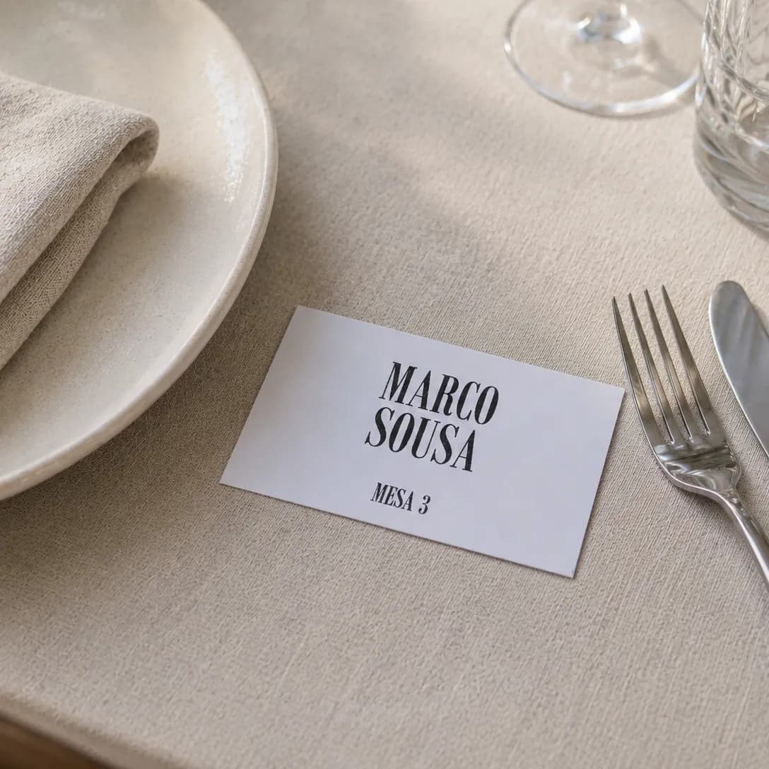 Cartões de Lugar | Impressos com Nome e Mesa | Vários Designs