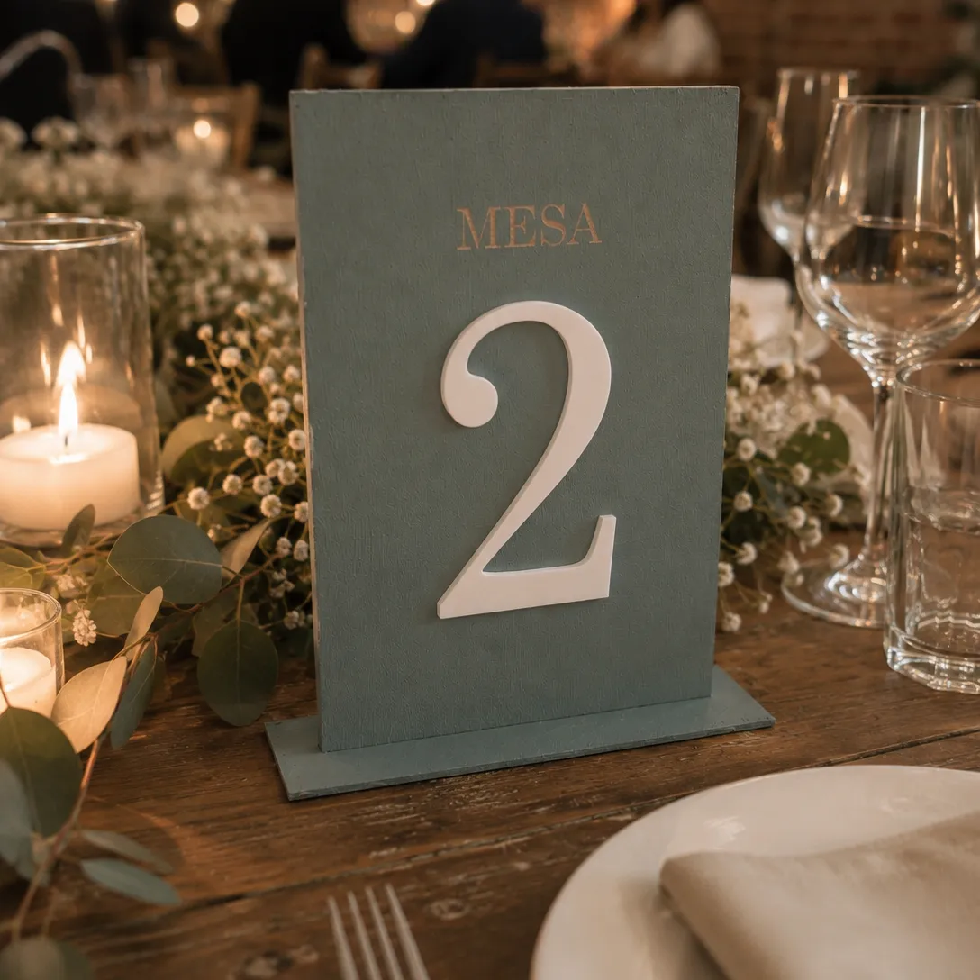 Número de Mesa em Madeira com Número 3D | Decoração de Casamento | Várias Cores
