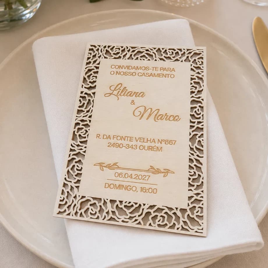Convite de Casamento em Madeira Gravada | Personalizado #3